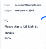 Email Parser Example result